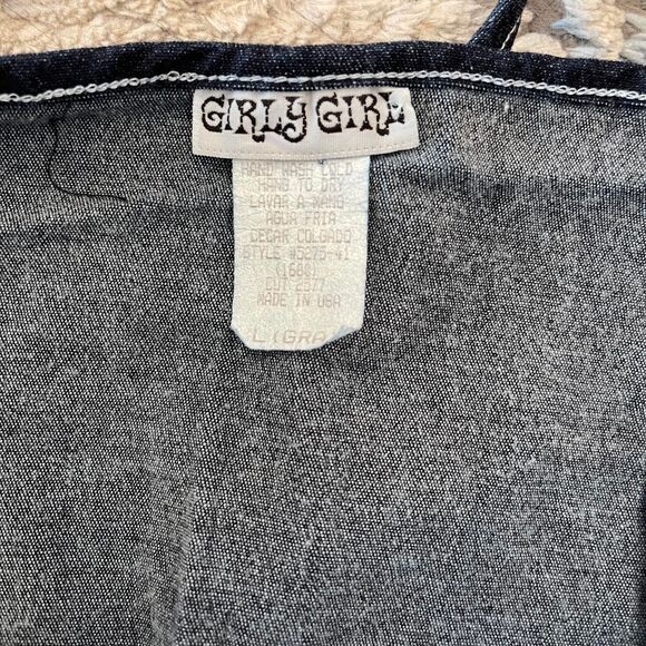 Vintage Y2K 2000s Girly Girl Denim Halter Dress Zip Front Bodycon Midi Size L - Picture 7 of 8